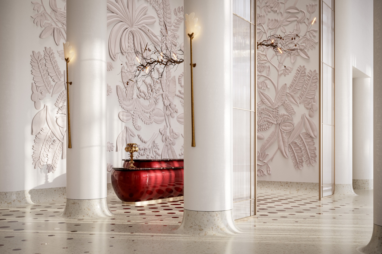 Cathedral reception desk with 24/7 staffed concierge and Faena butler service.